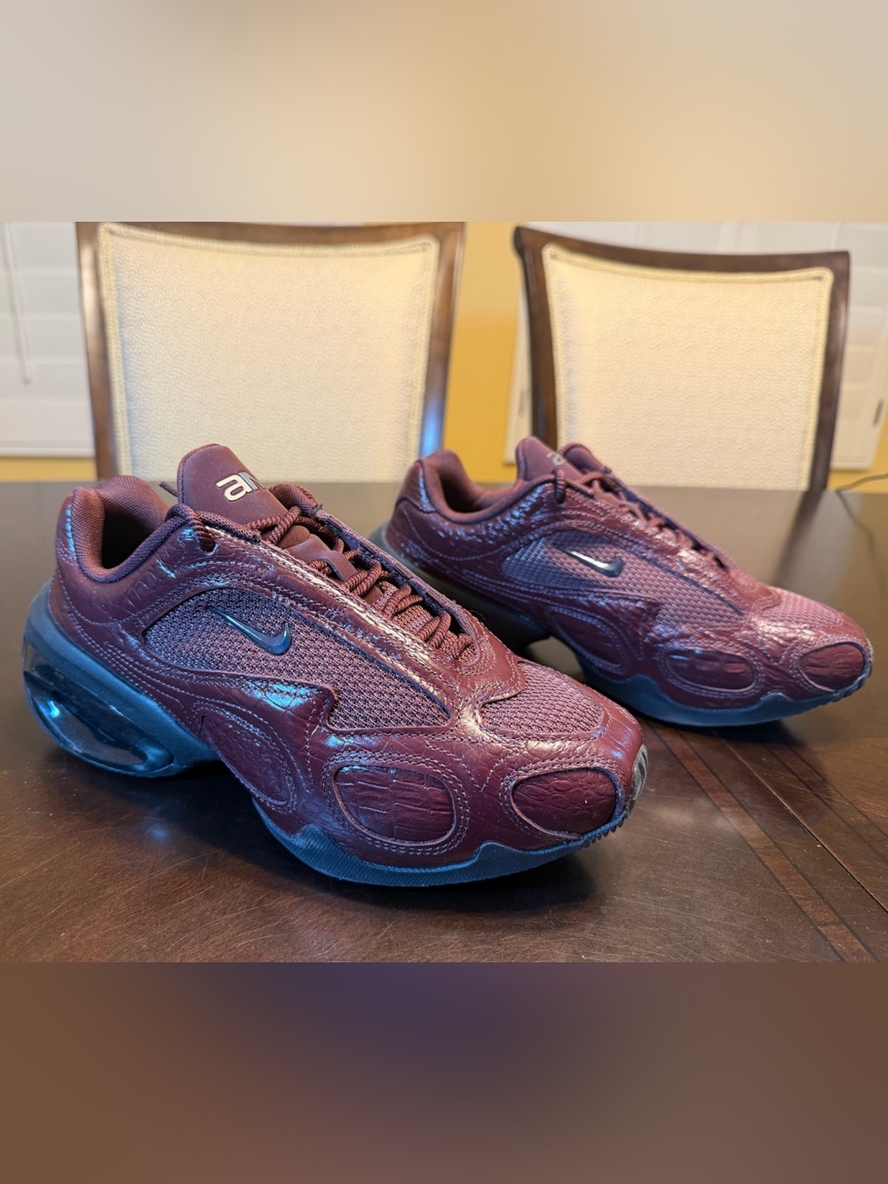 New Nike Air Max Muse Burgundy Crocodile Pattern Sneakers Shoes Size US 7